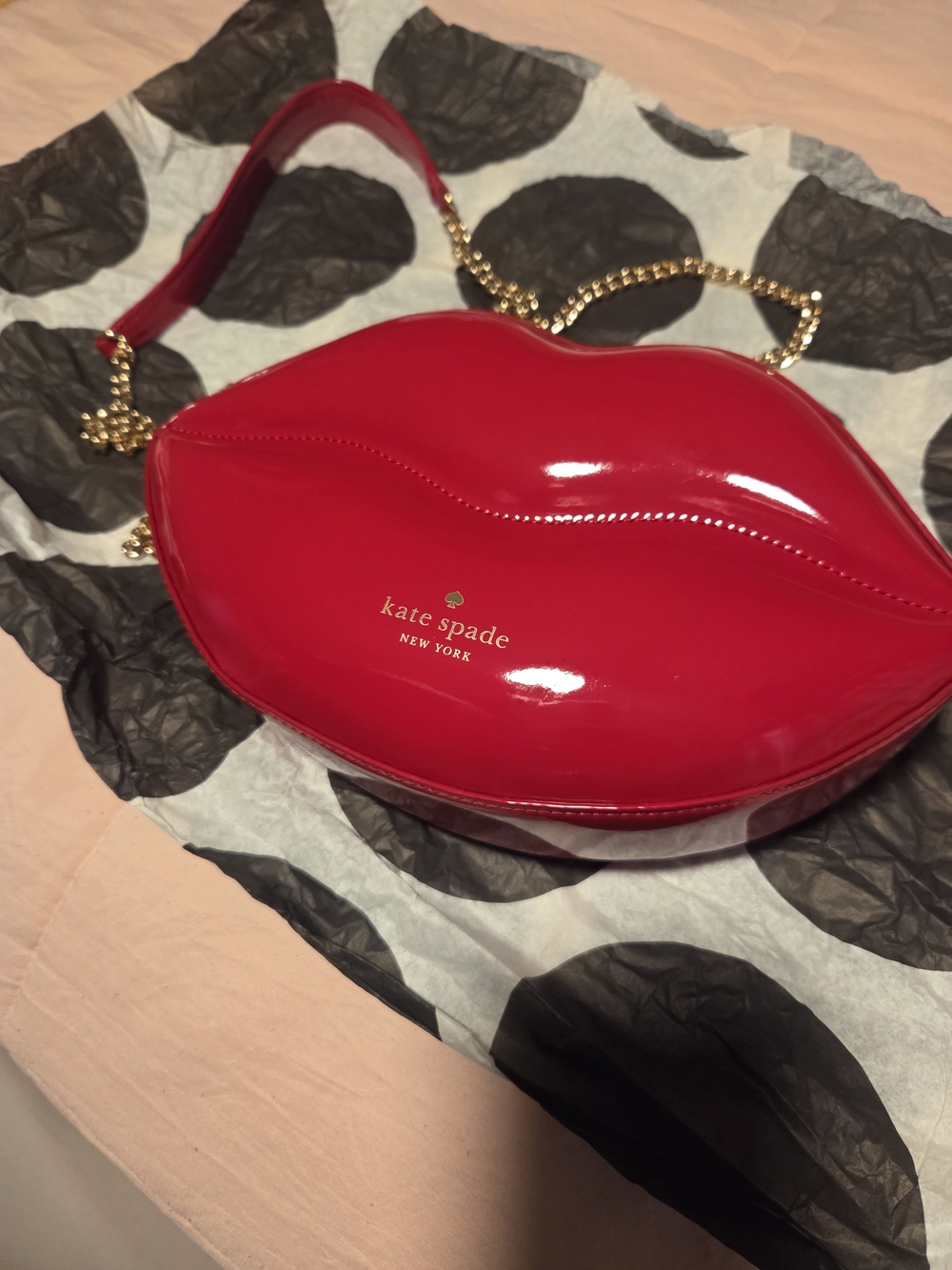 kate spade New York Red Patent Lip-Shaped Bag